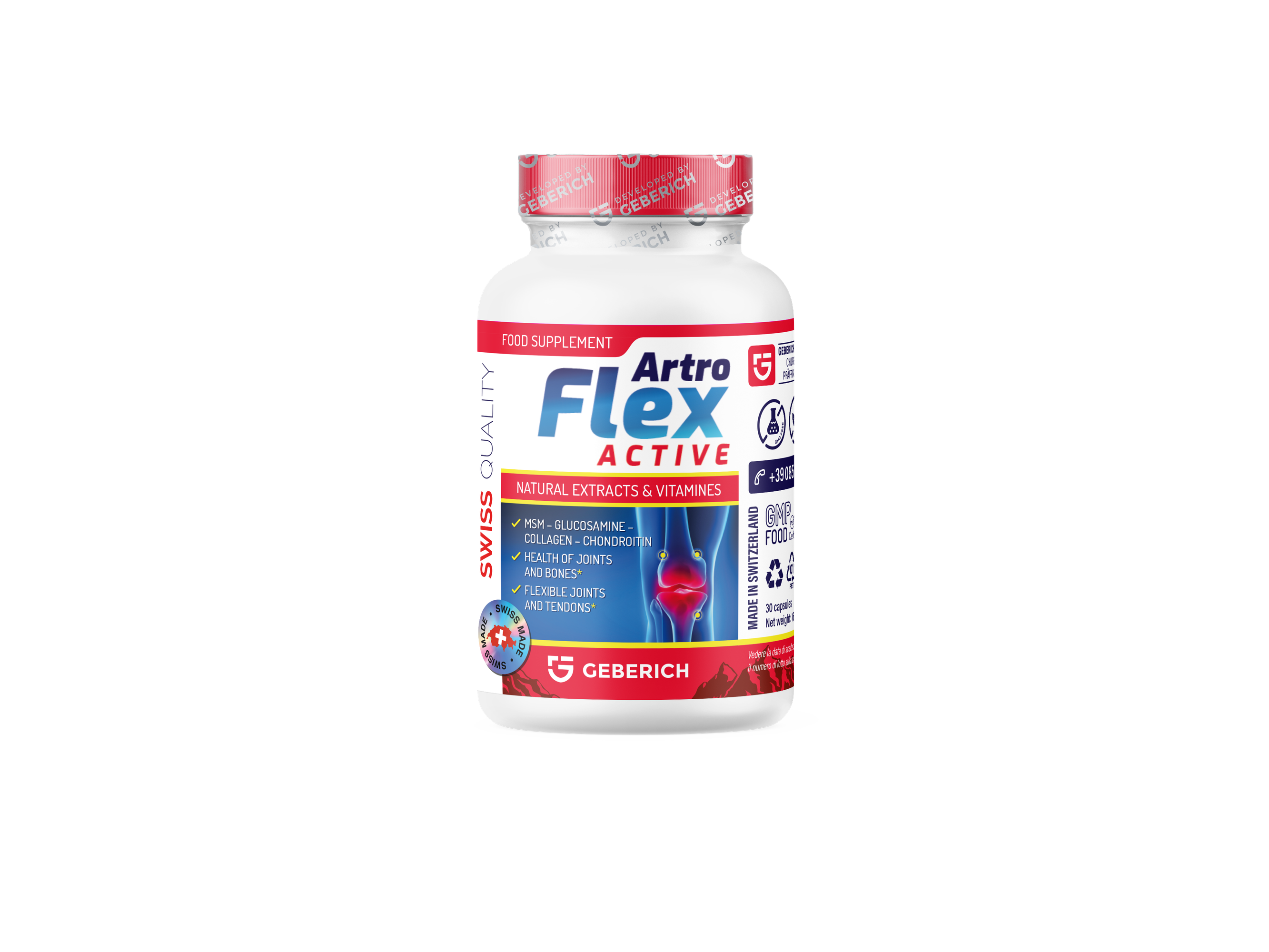 Artroflex Active food supplement capsules by Geberich, bottle front view