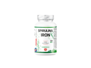 Spirulina Iron food supplement capsules by Geberich, bottle front view